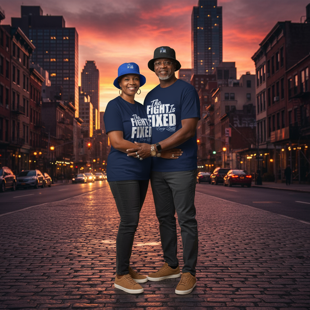 THE FIGHT IS FIXED® BRANDED TEE SHIRT & BUCKET HAT SET