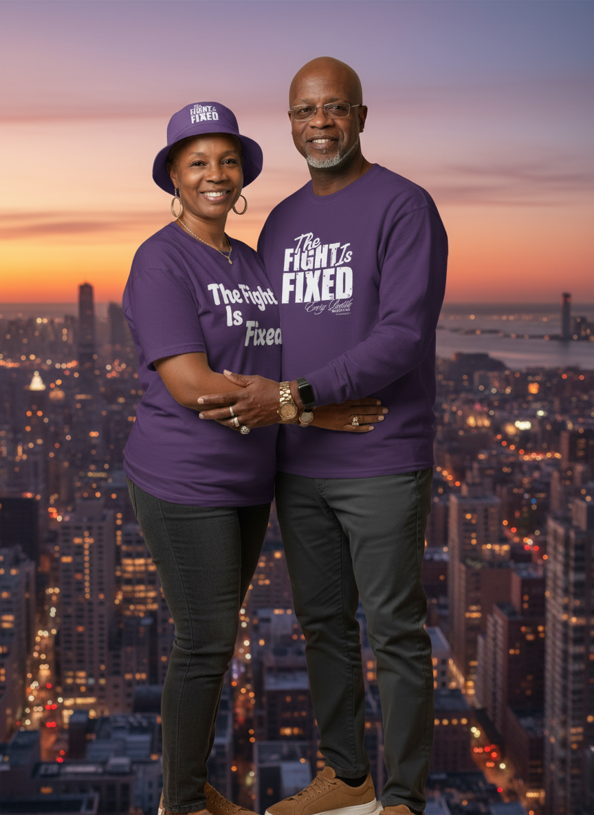 THE FIGHT IS FIXED® BRANDED TEE SHIRT & BUCKET HAT SET